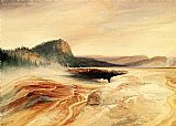 Yellowstone Paintings - Giant Blue Spring, Yellowstone by Thomas Moran